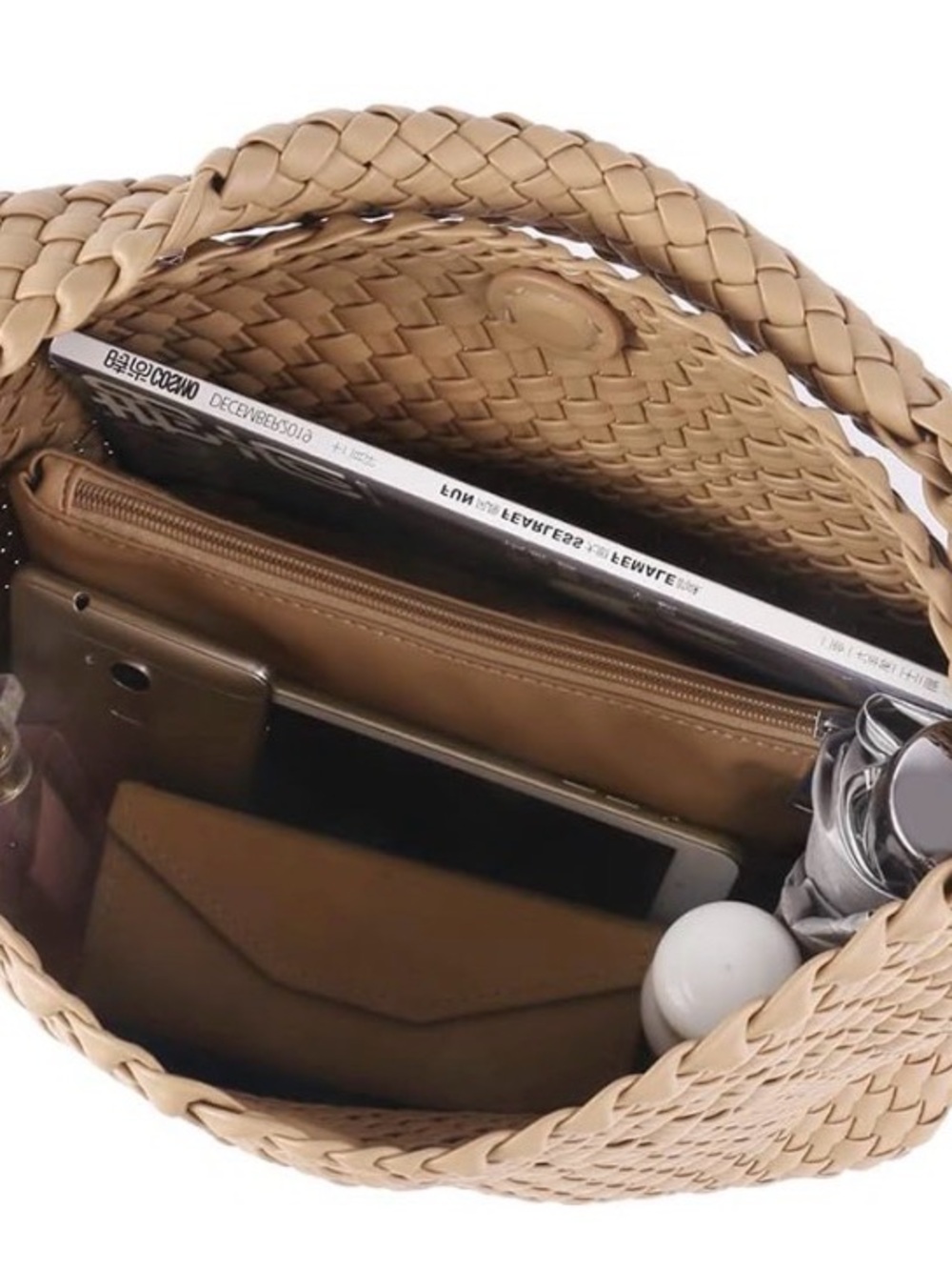 Melie Bianco Woven Hobo Bag in Tan/Khaki - Picture 4 of 5